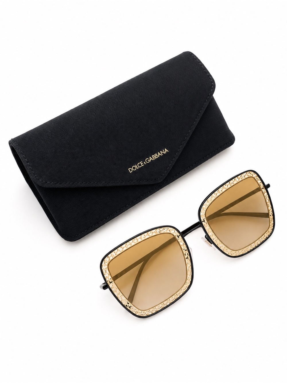 Dolce & Gabbana Gold Filigree Square Framed Sunglasses NWOT